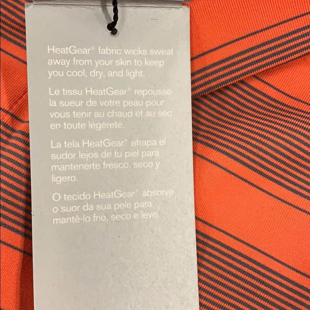NWT Under Armour Striped Golf Polo- orange/gry - Picture 4 of 6